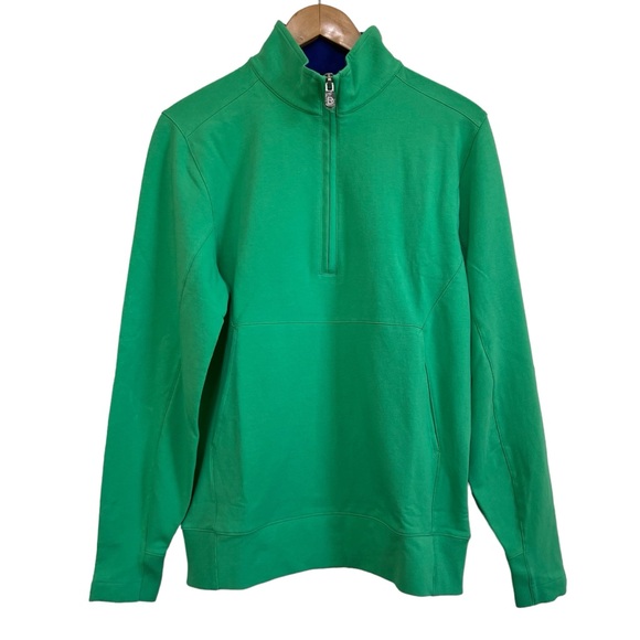 B. Draddy Russel Golf Quarter Zip Pullover Sweater Long Sleeve Green/Blue Small